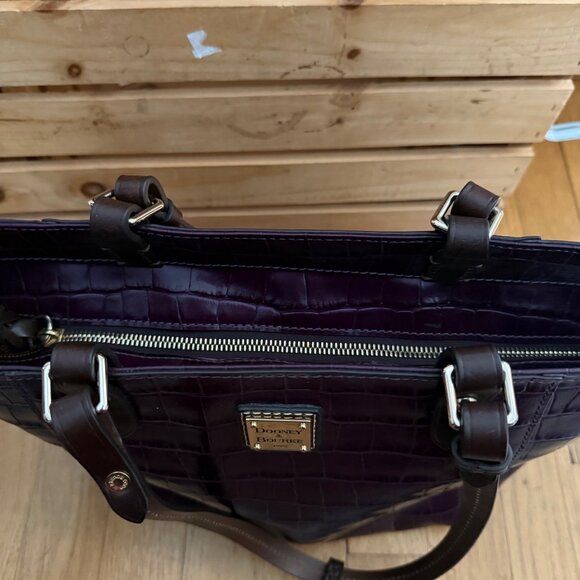 Dooney & Bourke Purple Oakdale Janie Tote Croc Embossed Leather Tote Bag Purse - Picture 9 of 15
